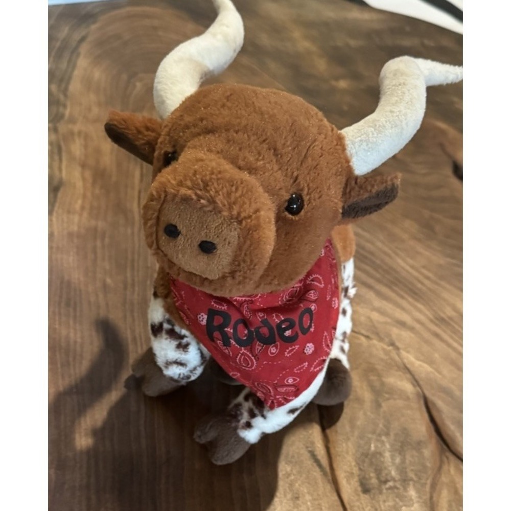 Texas Longhorn Steer Plush Stuffed Animal by Fiesta with RODEO Scarf Bandana